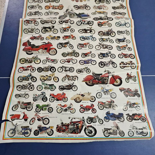 Motorcycle poster used, large, rare with tear