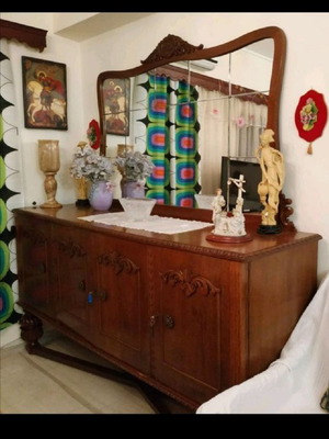 Σερβάν χειροποίητο μεταχειρισμένο vintage με καρέ καθρέπτη