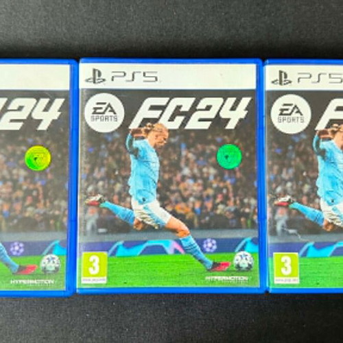FC24 PS5 sports video games used, pack of 3 with paper and box