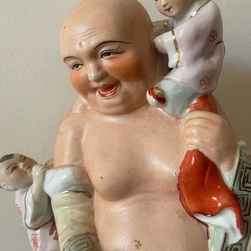 Buddha statue with children used, porcelain 35cm