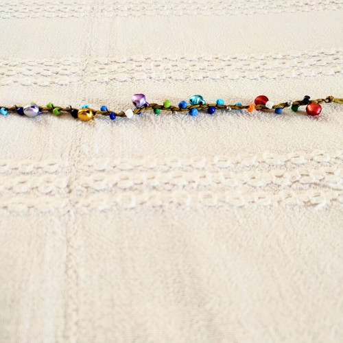 Handmade anklet with colorful beads and bells like new, boho style