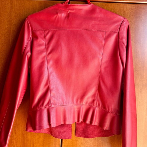 Zara red faux leather jacket like new