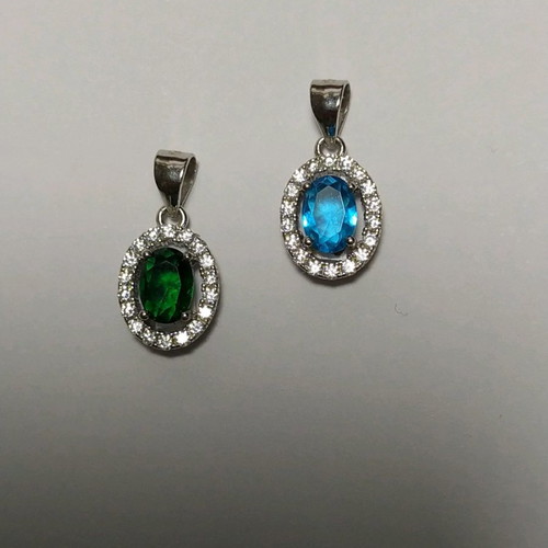 Silver (925) pendant with blue or green stone new