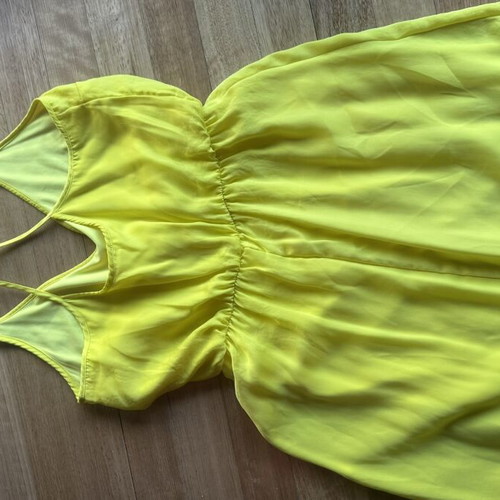 Stradivarius long yellow dress with lining medium like new