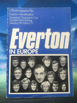 Έβερτον – Παναθηναϊκός 1970-1971 UEFA Κύπελλο Πρωταθλητριών αυθεντικό πρόγραμμα αγώνα