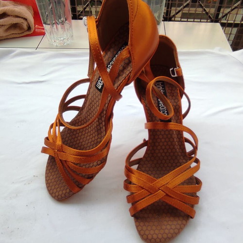 Total Dancewear Latin dance shoes, bronze satin, size 36