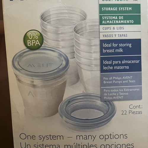 Avent baby food storage containers, 8 x 180ml with lids and white base