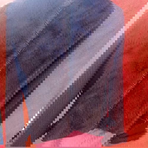 Дамско кафяво сако като ново с естествена кожа и заешка кожа