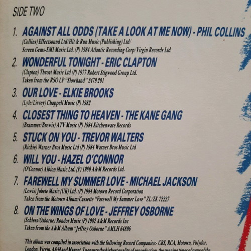 16 Classic Love Songs vinyl like new, 1984, 33 rpm