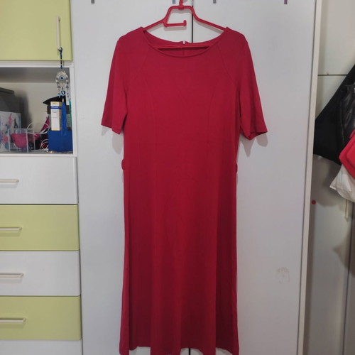 Red short-sleeve cotton dress L/XL used