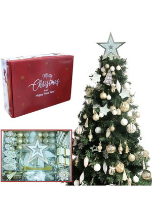 Plastic Christmas ornaments new, box of 100 pieces