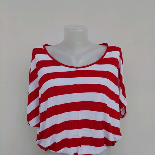 Striped blouse white-red S/M like new