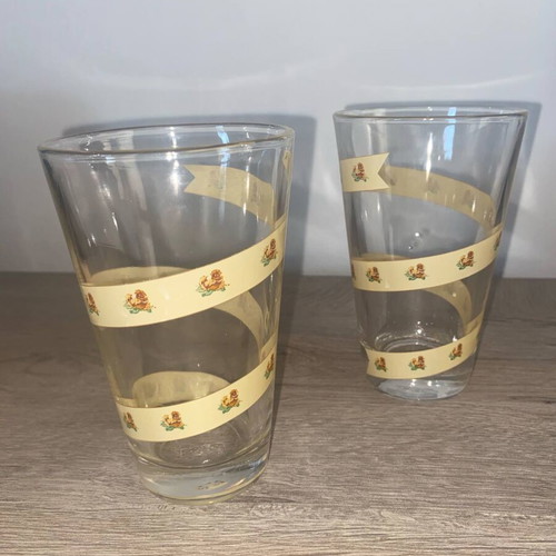 Bravo collectible porcelain cups with saucers and glass tumblers set