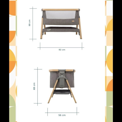 Tutti Bambini CoZee Bedside Crib like new, oak and charcoal