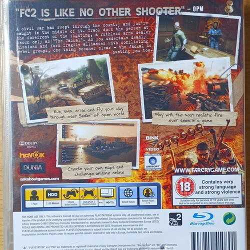 Farcry 2 PS3 used, complete and functional