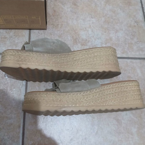 Let's Walk women's flat espadrilles grey-beige-brown size 39