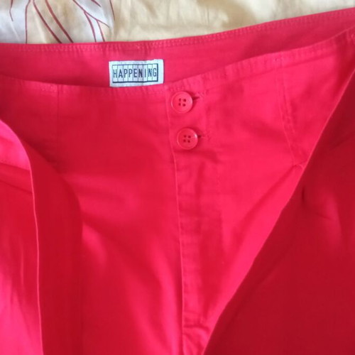 High-waisted red cotton pants, size M
