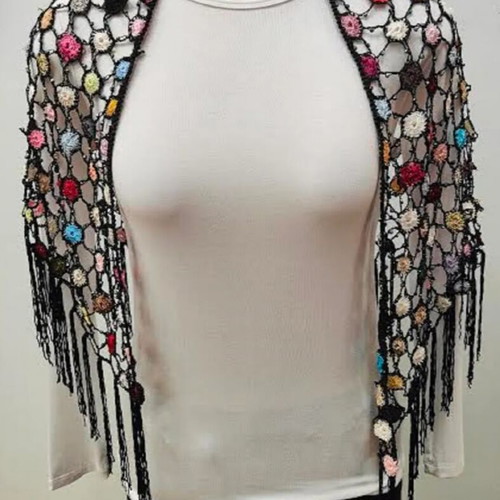 Boho scarf new with colorful bright colors and embroidered stones