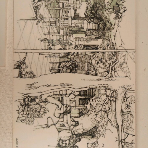 Set of three black and white sketches used, printed on K mount 30x20cm