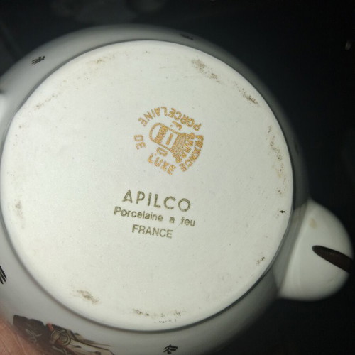 Vintage Apilco French porcelain tea and coffee set Napoleon theme