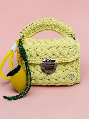 Handbag new, yellow, handmade from cotton yarn