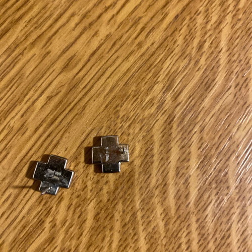 Folli Follie cross stud earrings used, silver