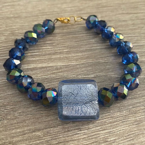 Bracelet with Murano and glass beads new, blue