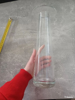 Glass vase tall used, 31.5 cm height