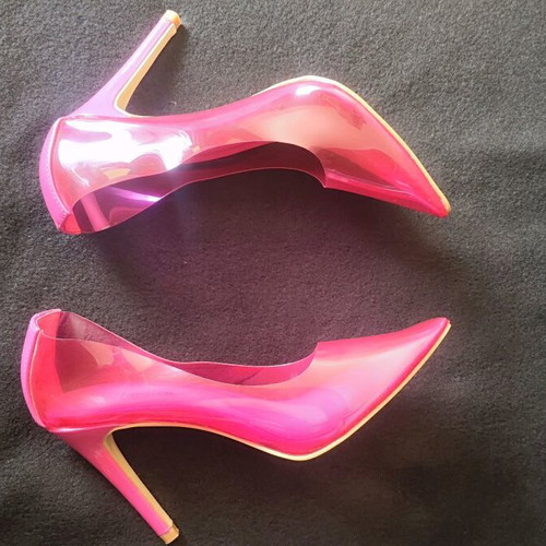 Clear fuchsia heels size 37 like new, 10cm heel