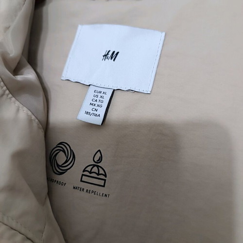 H&M men's windbreaker jacket new, beige, size XL