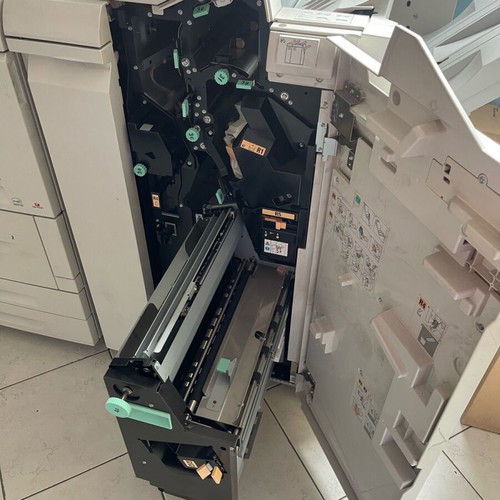 Xerox 4127 used production printer with finisher stapling and spiral