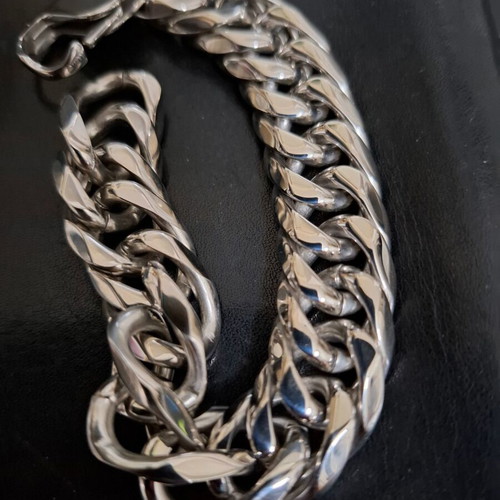 Stainless steel thick hand chain new, hypoallergenic, silver color
