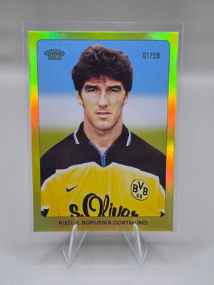 Topps 206 Borussia Dortmund κάρτα Karl-Heinz Riedle κίτρινη παράλληλη 01/50