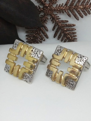 Handmade two-tone statement ring silver-gold