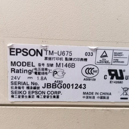 Epson TM-U675 M146B POS printer used for repair or spare parts