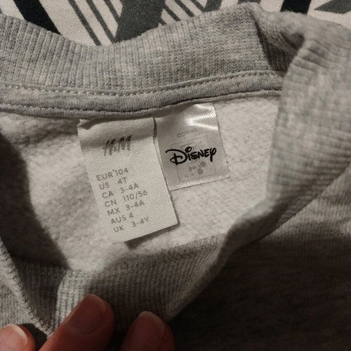Mickey Mouse kids sweatshirt H&M grey like new, 4 years, 104 cm