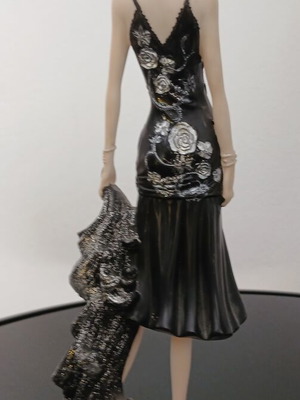 Decorative figurine of a girl with rose dress