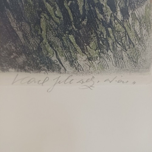 Salzburg Landscape Painting used with Hohensalzburg Fortress etching
