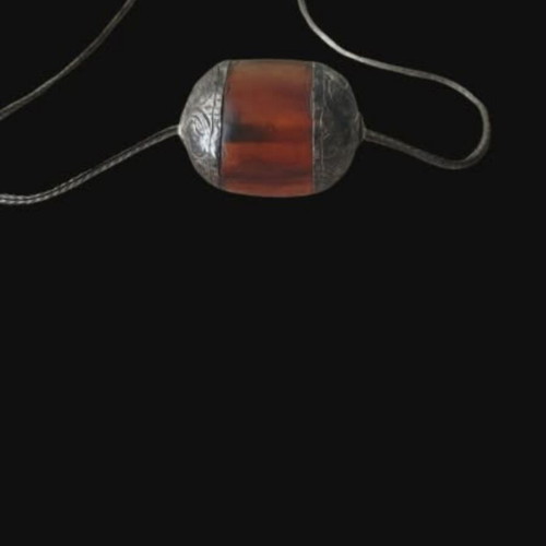 Vintage 925 Silver Necklace with Natural Amber, Like New