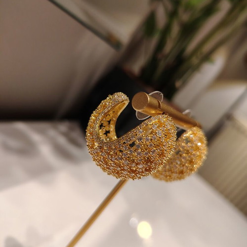 Gold-plated earrings with zircon stones