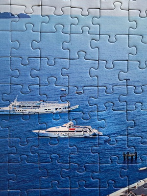 Positano Italy puzzle 500 pieces like new, glued ready to frame