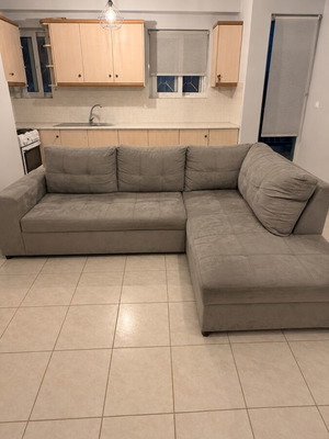 Corner sofa bed with storage, like new, grey fabric