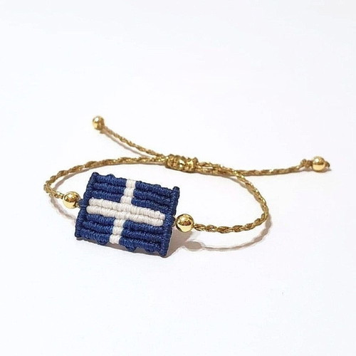 Anniversary bracelet Greek flag with hematite semi-precious stones new