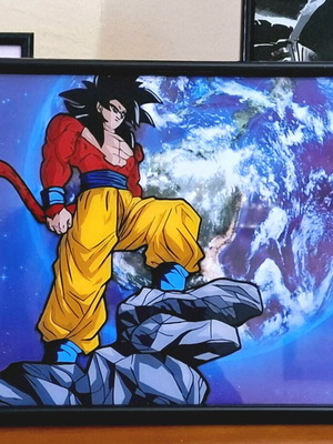 Glass painting Goku SSJ4 handmade new