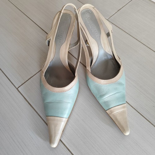 Vintage Formenterra leather sandals size 37 like new, beige and blue