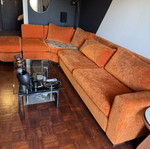 Modular sofa with reversible cushions