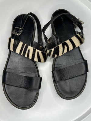 Leather women's slippers size 38 used with zebra animal print
