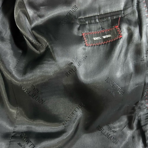Rollman men's suit XL black like new, 100% wool