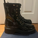Boots type ankle boots black patent leather new, size 39
