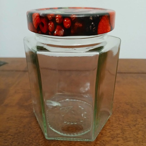 Glass jar with lid hexagonal, like new